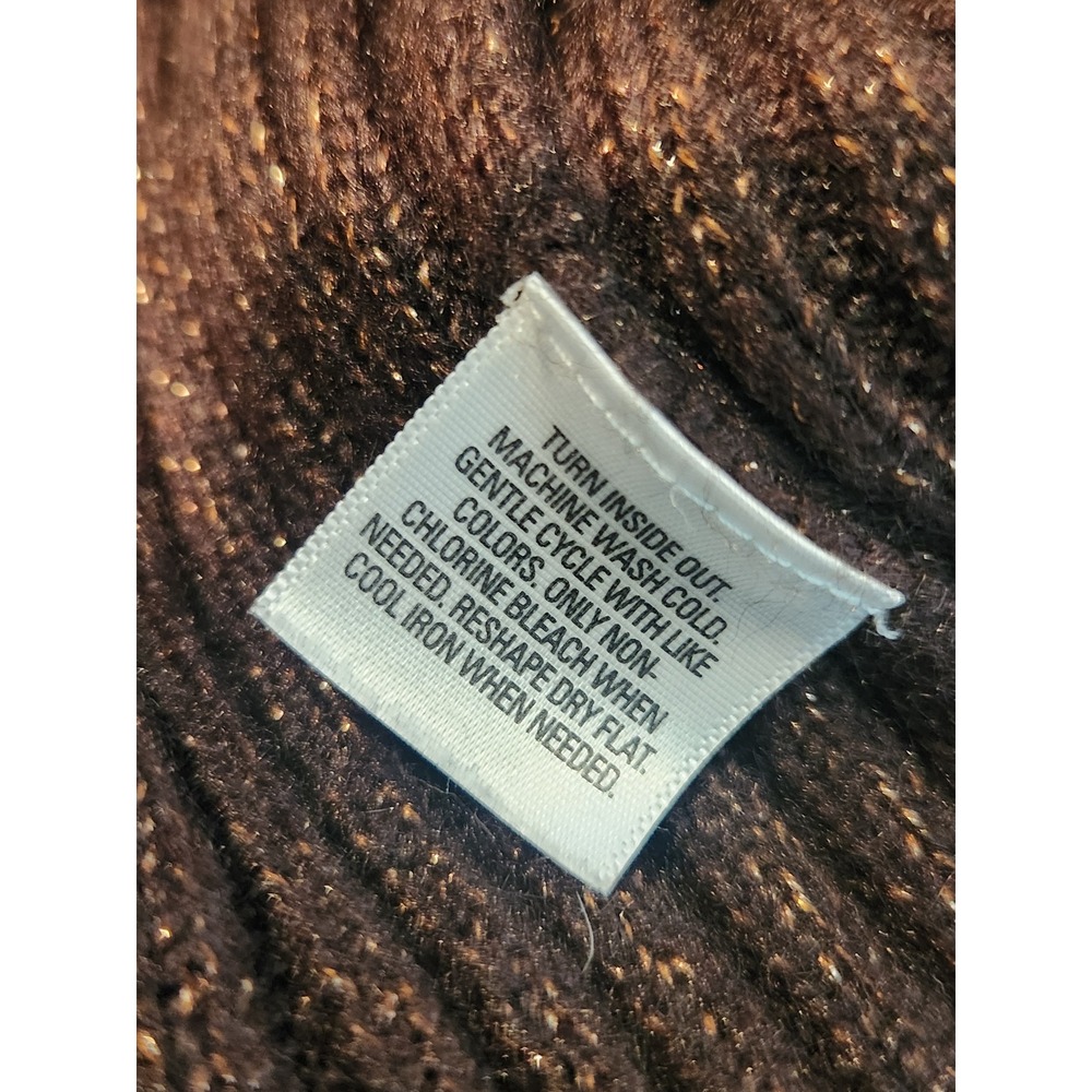Style & Co Womens Brown Metallic Striped Short Sleeve Sweater Crew Neck Small - Picture 7 of 9